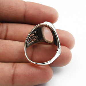 Anillo Grande de Cuarzo Rosa con Corte Ovalado, Hecho de Plata de Ley 925, Diseño Étnico Vintage, Anillo Boho con Bisel de Chakra del Corazón - Product Image 3