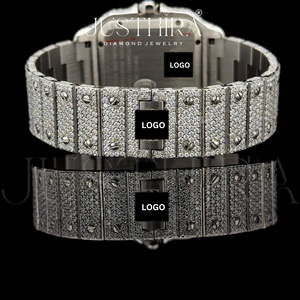 Montre en quartz Moissanite Diamant 2026 la plus demandée, ensemble de montres de luxe en acier inoxydable pour couple, disponible au meilleur prix - Product Image 2