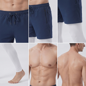 Wholesale Men's Sportswear 2 in 1 Pants Double Layer Yoga Drawstring Waist Shorts Side <b>Pockets</b> Men <b>Workout</b> Wear Inner <b>Leggings</b> - Product Image 6