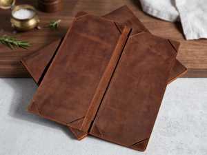 Genuine Leather Menu Holder Restaurant Menu Cover Custom Leather Menu <b>Folder</b> Luxury Wine List PortfolioLMC-0146 - Product Image 5