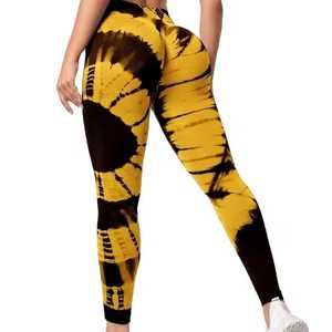 High Waist Full-Length Yoga Leggings Tie-Dye Print Four-Way Stretch Spandex Polyester Ruched Butt Design - Product Image 2