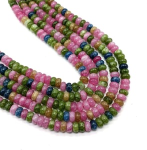 Perles de pierres précieuses en quartz multi-tourmaline naturel, lisses, en forme de rondelle, 8 mm, authentiques, polies, à grand trou - Product Image 6