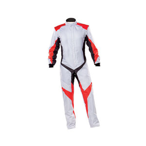 Men's Full Sleeve Motorcycle Racing <b>Suit</b> White <b>Red</b> Black Color Blocked Breathable Polyester One Piece All Seasons - Product Image 1