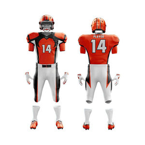 Uniforme de football américain sur mesure au design optimal avec épaulettes, tissu respirant, manches courtes - Product Image 1