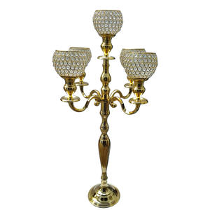 Candelabro de Cristal con Cuentas, Portavelas Tipo Globo/Tazón para Decoración, Centro de Mesa para Bodas y Fiestas - Product Image 1