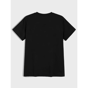 เสื้อยืดคอกลมสีดำเข้ม พิมพ์ลายกราฟิก ผ้าคอตตอนถักคุณภาพพรีเมียม 100% ระบายอากาศได้ดี ทรงปกติ สำหรับผู้ชาย สั่งพิมพ์ลายได้ - Product Image 1
