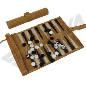 New Customized Handmade Portable Smart Soft Traveling PU Leather Roll-up Backgammon Luxury Game <b>Set</b> Game <b>Set</b> - Product Image 6