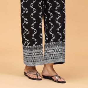 Pantalon Cambric pour femme PS4509 sérigraphié avec motif noir - Product Image 1