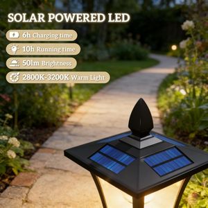 Piccola Lampada Solare da Giardino, Luce Bianca Calda 3000K, Materiale PC, Lampione da Esterno per Patio/Cortile con Alimentazione Solare - Product Image 4