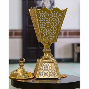 Quemador de Incienso Árabe de Metal de Lujo, Moderno, Dorado, Mabkhara, Quemador de Carbón para Oud, Decoración para el Hogar de Oriente Medio, Porta Bukhoor, Juego de Mubkhar - Product Image 3