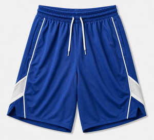 Shorts de basket-ball bleus personnalisés, shorts d'entraînement athlétiques, shorts de sport en polyester respirant, shorts de gym - Product Image 5