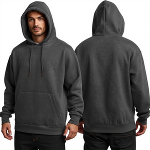 Custom 400 GSM Heavyweight Regular Fit Boxy Fleece Pullover Hoodie with Pocket 100% Cotton Anti-Pilling for Men - Product Image 4