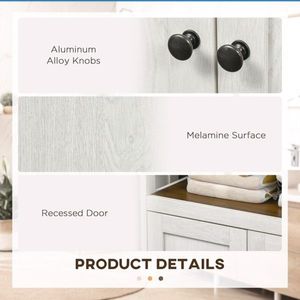 White and Walnut Bathroom Storage Cabinet Elegant Furniture for Your Bath Space - Product Image 5