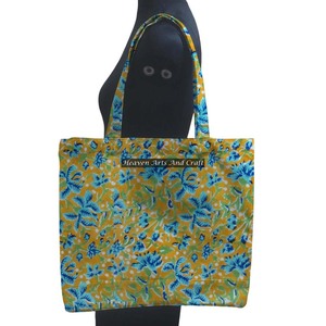 Sacs à provisions carrés en coton imprimé bloc à main sac imprimé bloc à main carré en coton indien - Product Image 1