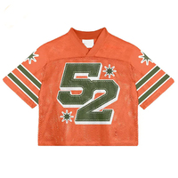 Impression par transfert thermique, uniforme d'équipe de football américain rétro personnalisé, t-shirt en maille à manches courtes, broderie unie, unisexe, grande taille