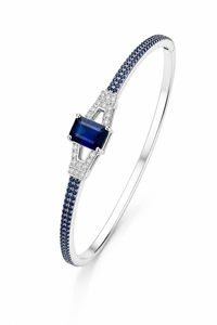 Brazalete de Zafiro Azul y Diamantes en Plata de Ley 92.5 KLSB-20785 - Product Image 1