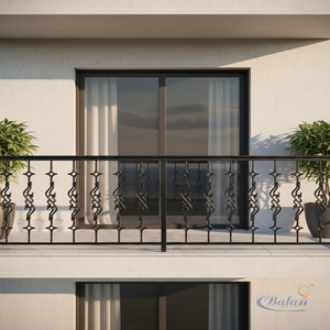 High Quality Modern Ornamental Wrought Iron Stair Baluster Spindle Frameless Design Water <b>Rust</b> Resistant UV Protected Balcony - Product Image 1