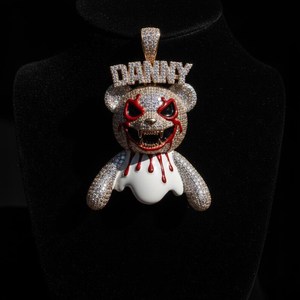 Colgante de oso de peluche con incrustaciones de moissanita, chapado en oro con esmalte, plata 925, formas de dibujos animados para colgantes y dijes de joyería fina - Product Image 5