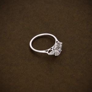 Oval Lab Grown Diamond Engagement <b>Ring</b> with <b>Two</b> Pear Shape Side Diamonds Three <b>Stone</b> Design IGI Certified Gold Bridal <b>Ring</b> - Product Image 1