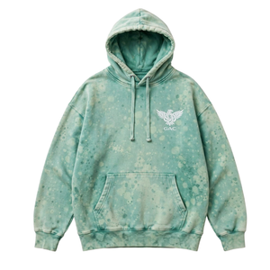 เสื้อฮู้ดดี้แบบสวมหัวสำหรับฤดูหนาว ล้างสีแบบ Acid Wash มีซับใน สไตล์สตรีทแวร์ มีเชือกผูกฮู้ด กระเป๋าจิงโจ้ ปลายแขนแบบริบ ปักลายที่อก - Product Image 1