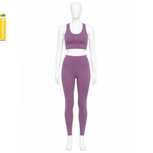 Conjuntos de Yoga SAMAVIA para Hombre, de Alta Calidad, 2 Piezas, Color Morado Sólido, Leggings Largos de Cintura Media, Top Corto, Transpirable y Ecológico - Product Image 1
