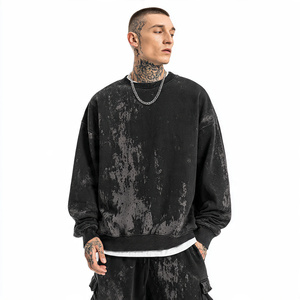 Sweat-shirts OEM pour hommes à col rond et manches longues, coupe ample, délavés à l'acide et au délavage à la pierre - Product Image 1