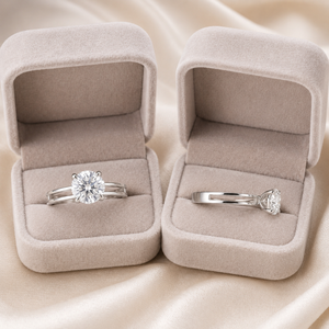 Anillo de Doble Banda de Oro Blanco de 10K con Diamantes Cultivados en Laboratorio |   Anillo de Compromiso Solitario Redondo |   Joyería de Lujo para Bodas y Aniversarios - Product Image 4