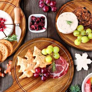 Tabla de cortar redonda de madera de acacia con asa, tablas de servir de madera para cocina, para pizza, pan, queso - Product Image 3