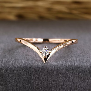 Anillo de Boda Curvo en Forma de V con Diamantes Cultivados en Laboratorio de Oro Sólido de 14k de Vana Jewels para Mujer, Certificado por IGI, 2.00g - Product Image 2