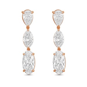 8 CT Lab Grown Multi Shaped Diamond Drop Earrings 18K Gold Engagement Luxury Modern Geometric - Product Image 2