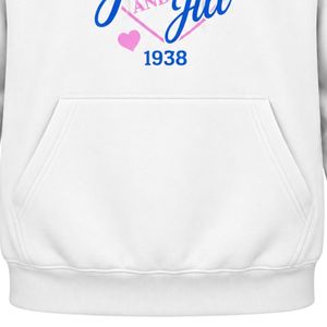 เสื้อฮู้ดปักลายแจ็คแอนด์จิล 1938 รูปหัวใจ สีขาว แขนยาว มีเชือกผูกฮู้ด กระเป๋าจิงโจ้ ใส่ได้ทั้งชายและหญิง สไตล์ลำลอง - Product Image 3