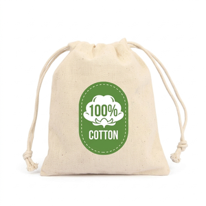 Sac à cordon en coton 100% écologique, sac en toile naturelle pour emballage cadeau, petit sac de rangement unisexe - Product Image 1