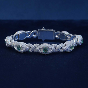 Bracelet en argent Moissanite avec pierres Moissanite roses, bracelet à maillons luxueux serti de pierres, bijoux élégants et étincelants pour femmes, cadeau - Product Image 4