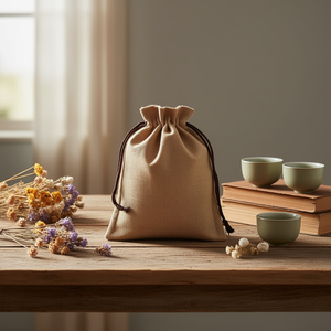 Ilan Gift Bag 13x18 Cm Coffee Color 2pc <b>Drawstring</b> <b>Pouch</b> - Product Image 3