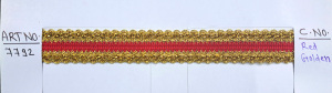 Ribete de Encaje Tejido a Crochet Rojo Dorado de Alta Calidad para Prendas, Zapatos y Bolsos - Decoración de Moda Nupcial Ecológica (Poliéster/Algodón) Duradero - Product Image 3
