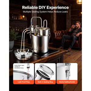 เครื่องกลั่นแอลกอฮอล์ 8 แกลลอน 30 ลิตร พร้อมถัง Thumper Keg เทอร์โมมิเตอร์แบบสองสเกล และปั๊มน้ำ ชุดอุปกรณ์กลั่นสุราสำหรับใช้ในบ้าน - Product Image 5