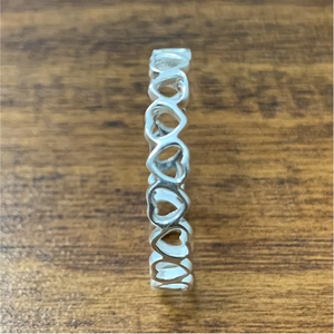 925 Sterling <b>Silver</b> Heart Band Open Cutout <b>Ring</b> Dainty <b>Stacking</b> Valentine Promise Gift Fine Jewelry New - Product Image 2