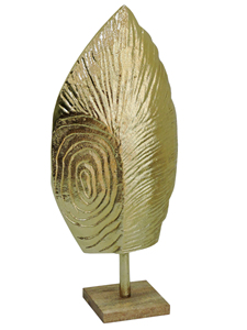 Escultura de Hoja de Aluminio Dorado con Base de Madera, Figura de Arte Abstracto Moderno para Decoración del Hogar, Adorno de Mesa - Product Image 3