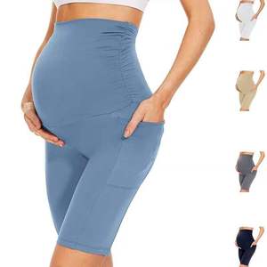 Shorts de cycliste respirants 100 % coton pour homme, avec poches, pour la maternité, la grossesse, le yoga et les entraînements actifs, en tissu Oxford - Product Image 1