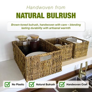 Set of 3 Stackable Seagrass <b>Baskets</b> Handmade <b>Storage</b> <b>Basket</b> Wholesale eco-friendly Made in Viet Nam - Product Image 6