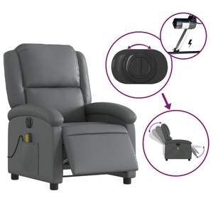 Fauteuil de massage inclinable électrique en similicuir gris - Product Image 5
