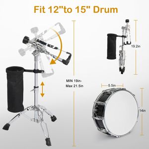 "14x5.5in Beginner Student Black Snare <b>Drum</b> Set with Drumstick Holder & Mute Pad Birch <b>Drum</b> Heads" - Product Image 3