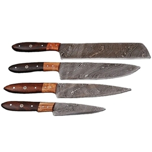 Ensemble de couteaux de chef professionnels écologiques en acier inoxydable quatre pièces avec manche en bois, très vendu - Product Image 2
