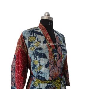 ชุดเดรส Maxi สไตล์กิโมโนใส่ได้ทั้งชายและหญิงผ้าคอตตอนผ้าคอตตอนผ้าคอตตอนสำหรับคลุมอาบน้ำงานเย็บปะผ้าทำด้วยมือหลากสีขนาดพิเศษ - Product Image 1