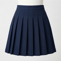 Jupe plissée courte pour femme, couleur unie bleu marine, taille normale, style confortable pour toutes les saisons