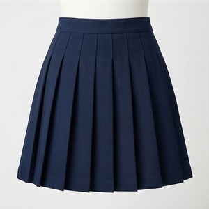 Jupe plissée courte pour femme, couleur unie bleu marine, taille normale, style confortable pour toutes les saisons - Product Image 1