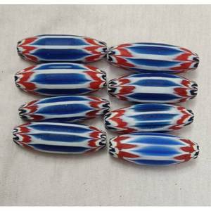 Chevron Glass Trade <b>Beads</b> Blue Red Striped Barrel Millefiori <b>Beads</b> T.A.GLASS BE Brand Opp Bag Packaging for Jewelry Making - Product Image 3