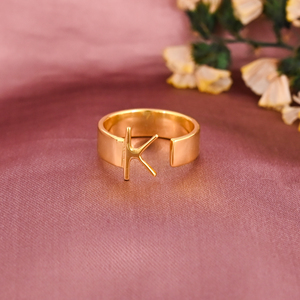 Anillo Ajustable de Latón con Letra K Chapado en Oro, Elegante y Moderno, para Mujer, Regalo de Boda o Compromiso, Lote al por Mayor de 25 Pares - Product Image 1