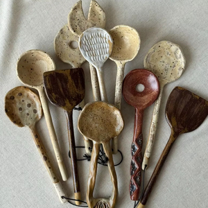 Cuillère à café vintage de luxe léger, rétro, en céramique, à manche court, pour la table et la soupe, usage domestique transfrontalier - Product Image 1