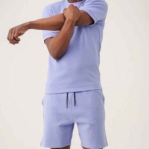 Ensembles T-shirt et short d'été pour hommes 2026, 100 % coton tissé, coupe classique, streetwear, prix abordable, avec logo personnalisé - Product Image 3